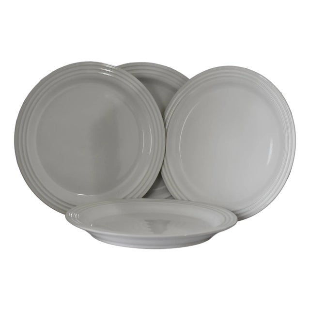Vancouver Le Creuset Stoneware White Dinner Plates- Set of 4 For Sale