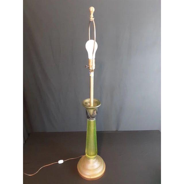 Mid-Century Modern Vintage Mid-Century Modern Seguso for Marbro Corroso Style Celery Glass Table Lamp For Sale - Image 3 of 12