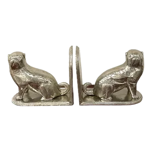 Mid 20th Century American Folk Art Tin Clad Pug Dog Bookends - a Pair