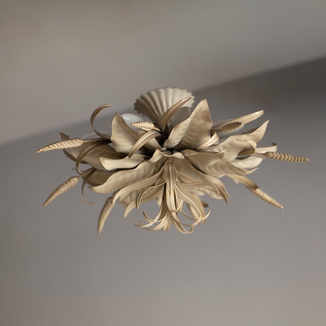 Vintage Italian Floral Ceiling Lamp, 1970s For Sale - Image 4 of 13