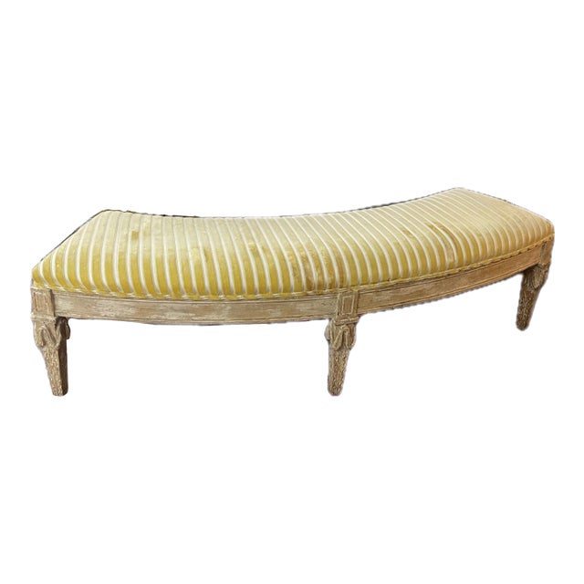 Mid 20th Century Curved Louis XVI-Style Gilt Bench For Sale