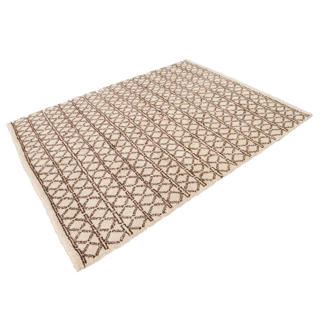 21st Century Contemporary Ivory Moroccan Tribal Wool Rug For Sale - Image 11 of 13