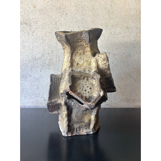 Vintage Mid-Century Brutalist American Studio Pottery Sculptural Vase For Sale - Image 4 of 10