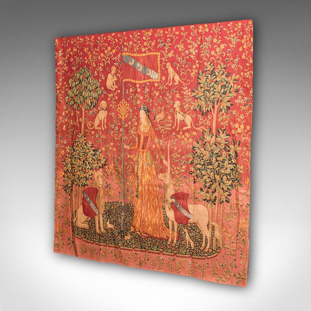 Traditional Large Vintage Wall Tapestry, Belgian, Needlepoint, Lady & the Unicorn, Woven Art For Sale - Image 3 of 11