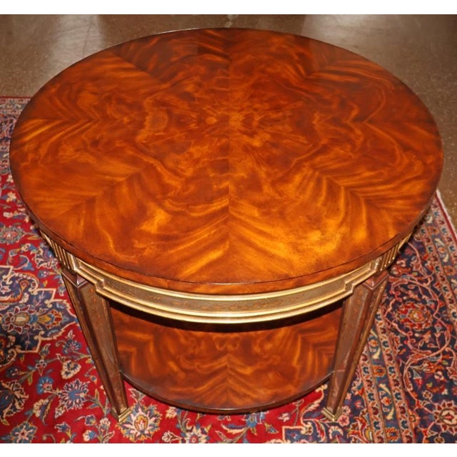 Theodore Alexander Eglomosie Mahogany Two Drawer Center Table Dimensions : 36" Round X 30" Tall A striking Theodore...