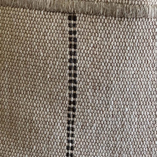 Custom Hand Made Wool Pillow With Stripes Includes Down Feather Insert For Sale - Image 4 of 9