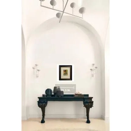 Abstract Nadine Mayes Colorful Watercolor Portrait of Seated Female in Blue Dress and Black + Red Hat 1990s For Sale - Image 3 of 12