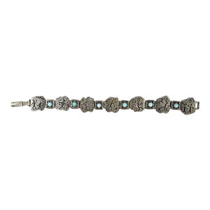 Late 20th Century Sterling Silver and Turquoise Link Bracelet