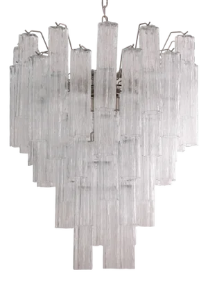 Italian Chandelier in Tronchi Clear Murano Glass, 1980s
