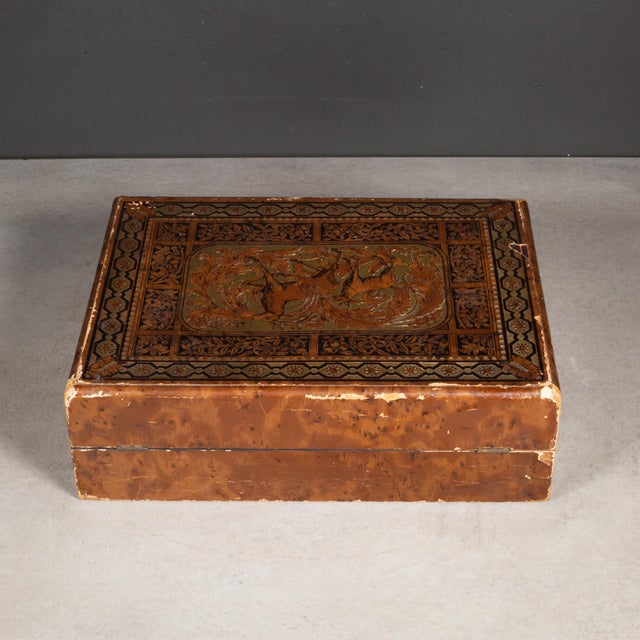 19th Century 19th C. Embossed and Gilded Lap Desk For Sale - Image 5 of 12