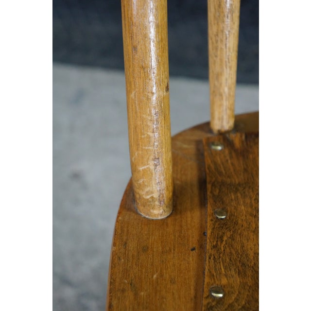 4 Antique American Oak Windsor Bow Back Chairs Saloon Pub Tavern Caboose Seats For Sale - Image 13 of 18