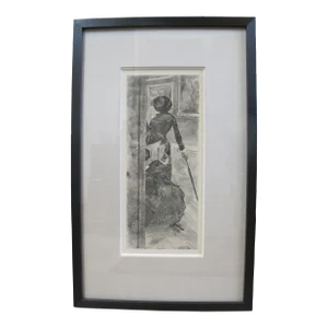 Edgar Degas Framed Drypoint Etching Mary Cassatt at the Louvre Painting Gallery