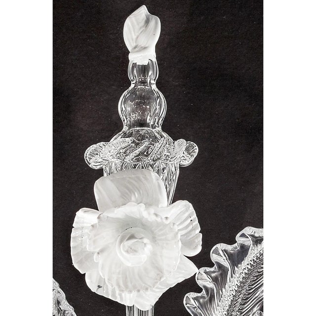 Venetian floreal murano glass chandelier with transparent leaves and flowers pinched by hand full of precious white...