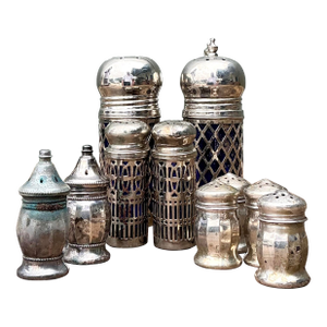 Vintage Sterling and Plate Assorted Salt Shakers - Set of 12