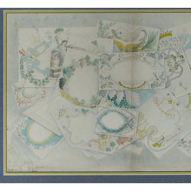 Delightful & delicate watercolour on papier featuring approx (20) hand- embellished stationary sheets replete with...