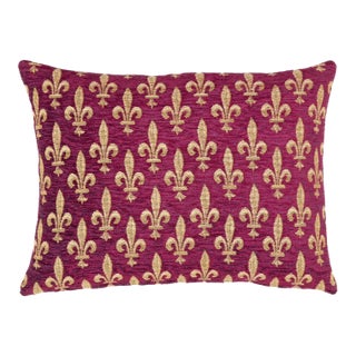 Fleur De Lys-Burgundy Cushion With Feather Filler - 33x46cm (13"x18") For Sale