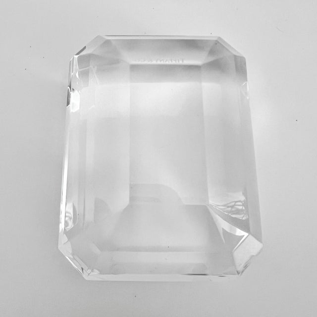 Transparent Tiffany & Co. Faceted Crystal Paperweight Emerald Cut Signed Vintage Antique For Sale - Image 8 of 12