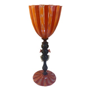 1970s Italian Handcrafted Murano Red and Orange Glass For Sale