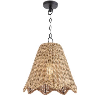 Regina Andrew Summer Scalloped Rattan Outdoor Pendant, Small For Sale