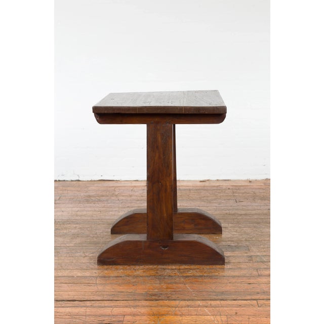 Indonesian Antique Wine Tasting Table with Rustic Appearance and Trestle Base For Sale - Image 12 of 13