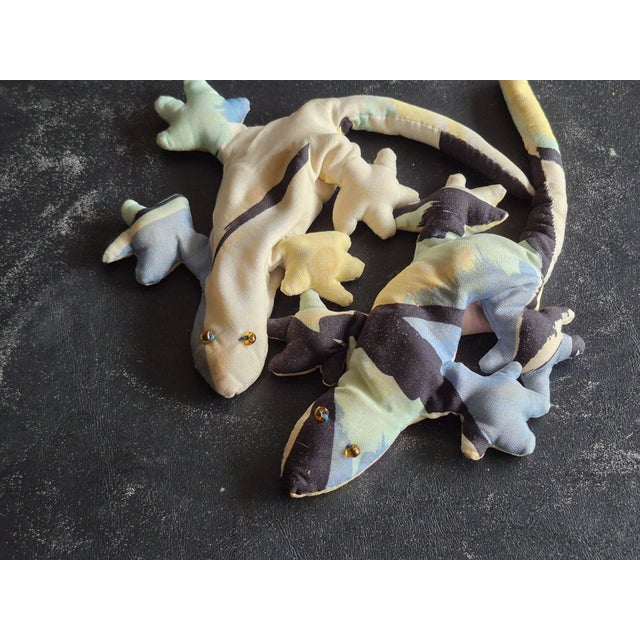 Hand Crafted Textile Treasures- Pair of 1990 Geckos For Sale - Image 4 of 18