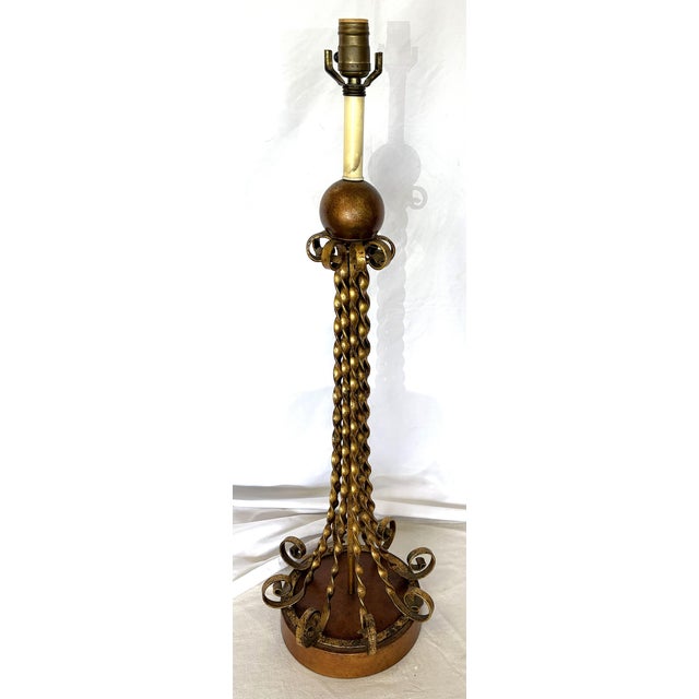 1950's Mid-Century Modern Tall Twisted Metal Table Lamp For Sale - Image 11 of 15