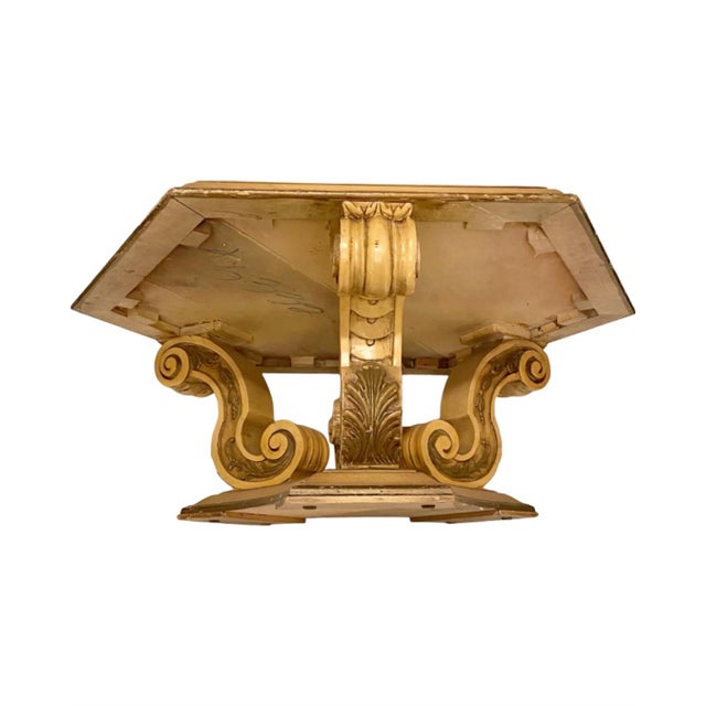 Mid 20th Century Vintage Italian Florentine Hexagon Coffee Table Hand Painted Gold Gilt Hollywood Regency For Sale - Image 5 of 14