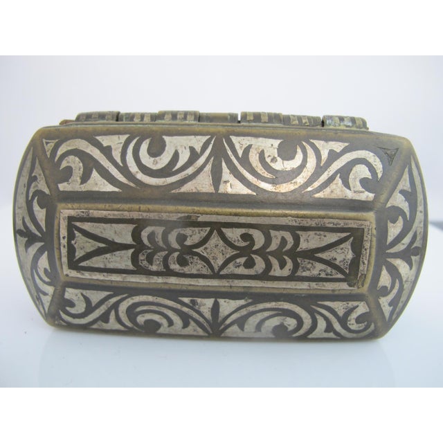 Antique Mindanao Philippine Silver Inlaid Brass Okir Betel Nut Lotoan Box For Sale - Image 11 of 14