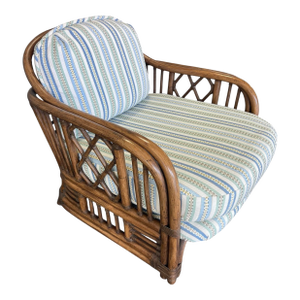 Vintage Brighton Pavilion Style Rattan Lounge Chair, Coastal Organic Modern | Naples Style