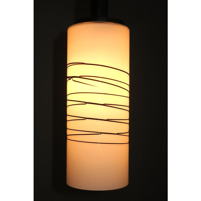 Italian Opaline Overlay Milk Glass Pendant Light, 1960s For Sale - Image 4 of 7