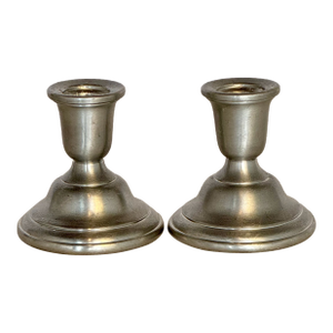 Vintage American Solid Pewter Candlesticks- a Pair