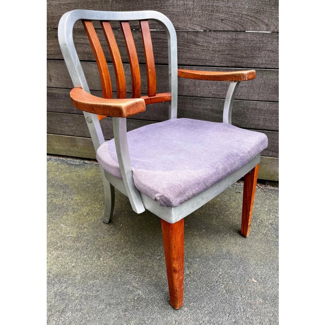 Shaw Walker Aluminum and Wood Armchair, circa 1940 (for restoration) For Sale In Philadelphia - Image 6 of 12