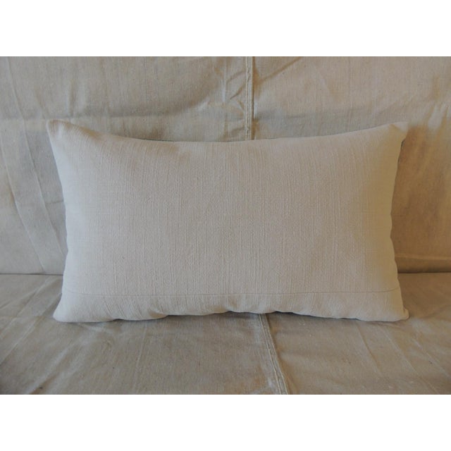 Blue Printed Floral Lumbar Decorative Pillow #2 White linen backing Feather/down filled Hand stitched closure Size: 12"H x...