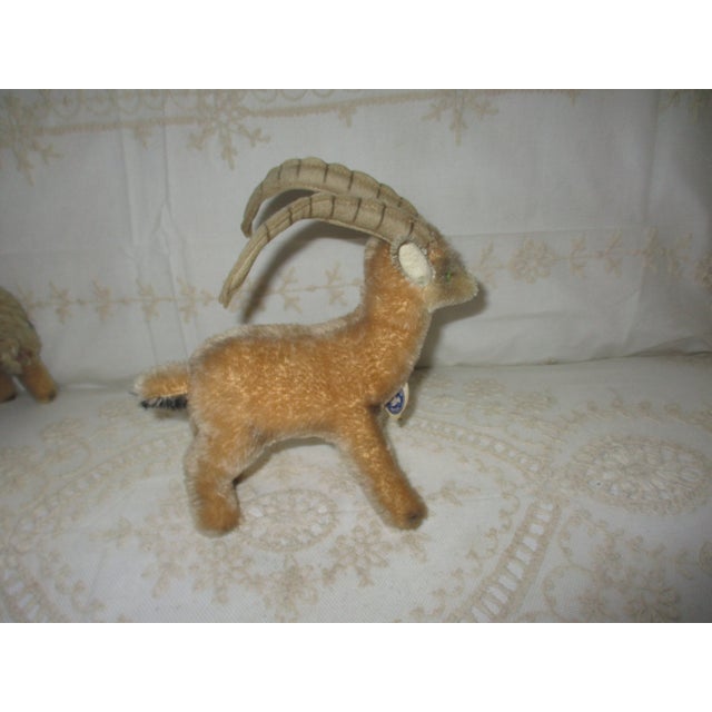 1960s Vintage 1960's Steiff Rocky Goat, Tags & Button, Short Mohair For Sale - Image 5 of 10