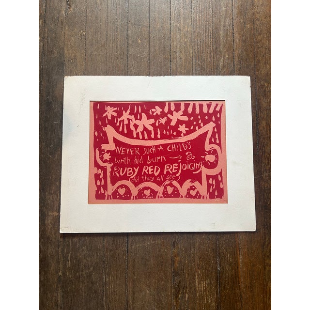 1960’s original pop art folk art serigraph silk screen laid on matboard in the style of Corita Kent. Measures 22x18 total...