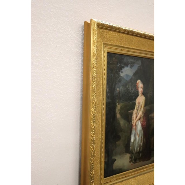 Romantic Scene, 1800s, Oil on Paper Mounted on Canvas, Framed For Sale - Image 13 of 14