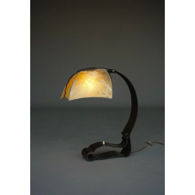 Metal Amsterdam School Metal and Parchment Desk Lamp, 1920s For Sale - Image 7 of 18