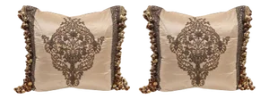 Pair 18th c. French Metal Thread Pillows