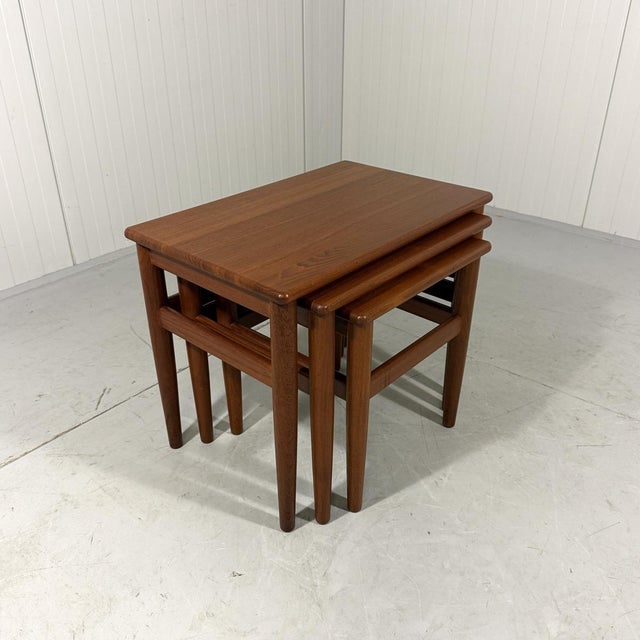Wood Teak Nesting Tables, Denmark, 1960s, Set of 3 For Sale - Image 7 of 13