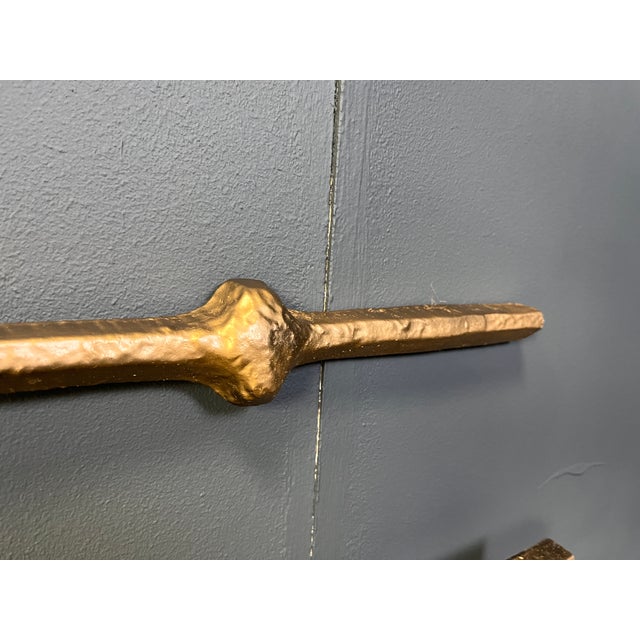 Gold Large Vintage Brutalist Wall Sculpture, 1970s For Sale - Image 8 of 10