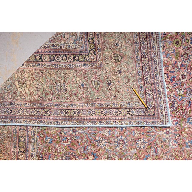 Vintage Rug Pink Rasberry Purple Beige Allover Botanical Hand-Knotted Wool Pile Rug - 12’5” X 20’7” For Sale - Image 11 of 11