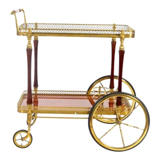 Mid-Century Modern Maison Jansen Brass Bar Cart/Drinks Trolley, France 1950s For Sale