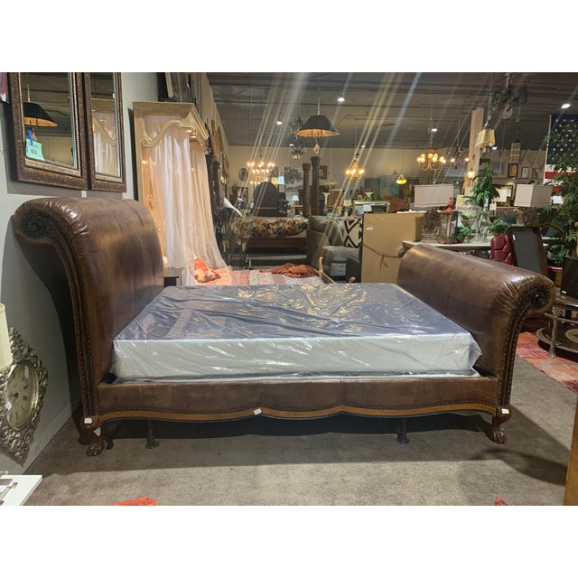 Traditional Ralph Lauren Leather Sleigh Bed Chairish
