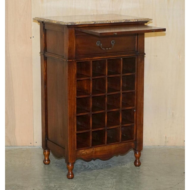 Marble Topped Side Table with Wine Bottle Holders & Serving Tray For Sale - Image 18 of 18