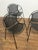 Set of five outdoor hoop chairs, ca. 1950s, in the manner of Maurizio Tempestini’s “Radar” chair for Salterini. The basket...