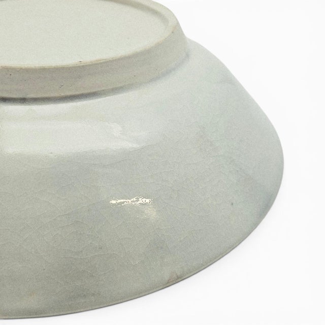 Vintage Studio Pottery Serving Bowl Celadon Cobalt Abstract Signed 13 For Sale In San Francisco - Image 6 of 11