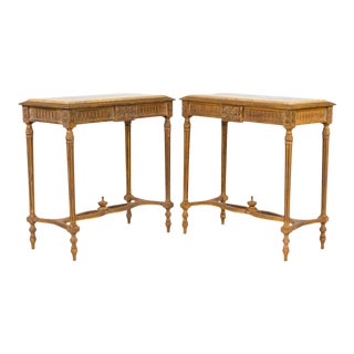 20th Century Painted & Parcel Gilt Console Tables - A Pair For Sale