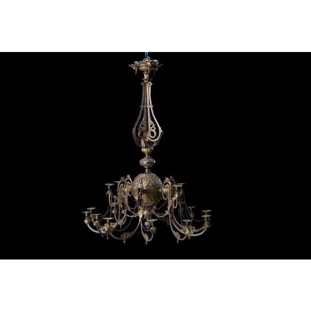 Antique Swedish Chandelier in Bronze For Sale - Image 3 of 9