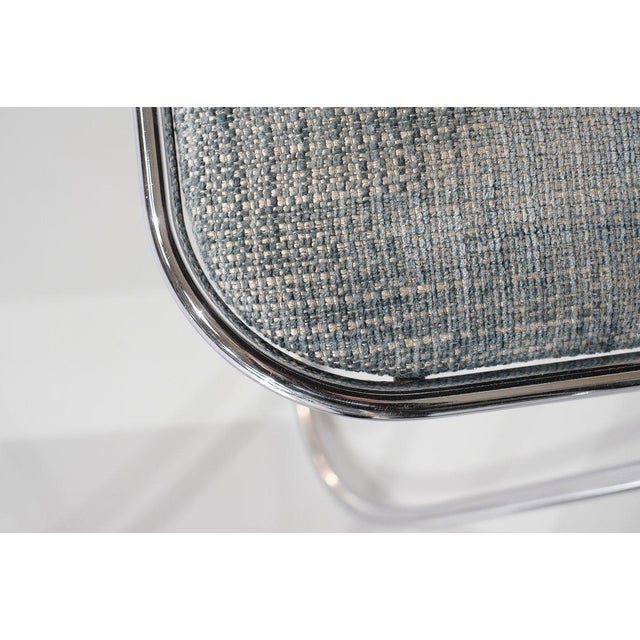 Chrome Folding Chairs with Fabric, 1970s, Set of 9 For Sale - Image 11 of 15