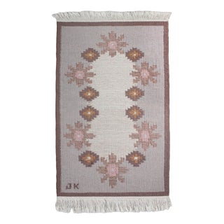 Swedish Flat-Woven Wool Rug by Karin Jönsson, 1960s For Sale